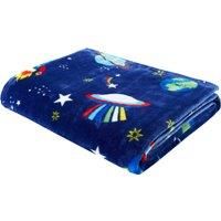 Catherine Lansfield Lost In Space Cosy Fleece 130x170cm Blanket Throw Blue