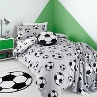 Catherine Lansfield Football Soft Cosy Fleece Grey Duvet Cover Set