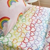 Bianca Rainbow Hearts Soft Cosy Fleece Fitted Sheet - Pink