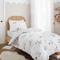 Bianca Bunny Rabbit Friends Cotton Single Duvet Cover Set with Pillowcase White