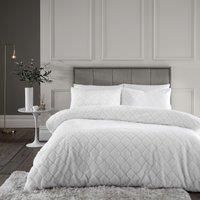 Catherine Lansfield Winter Cosy Diamond FauxFur Bedroom Collection Cushion White