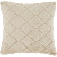 Catherine Lansfield Cosy Diamond Faux Fur 43x43cm Cushion Natural
