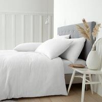 Catherine Lansfield Brushed Cotton Double Duvet Cover Set with Pillowcases White