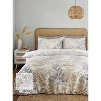 Catherine Lansfield Floral Foliage Reversible Single Duvet Cover Set with Pillowcase Natural