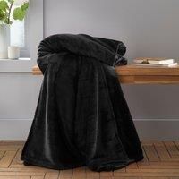 Catherine Lansfield Extra Large Raschel Velvet Touch 200x240cm Blanket Throw Black