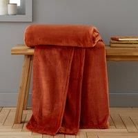 Catherine Lansfield Extra Large New Raschel Velvet Touch 200x240cm Blanket Throw Burnt Orange