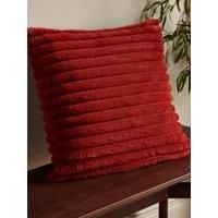 Catherine Lansfield Cosy Ribbed Faux Fur 45x45cm Cushion Burnt Orange