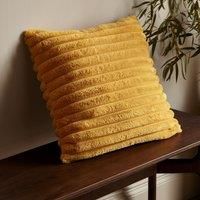Catherine Lansfield Cosy Ribbed Faux Fur 45x45cm Cushion Mustard