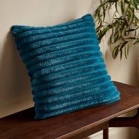 Catherine Lansfield Cosy Ribbed Faux Fur 45x45cm Cushion Teal Green