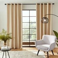 Catherine Lansfield Downstairs Faux Silk 90x90 Inch Blackout Thermal Insulating Eyelet Curtains Two Panels Champagne Gold