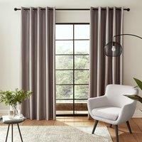 Catherine Lansfield Downstairs Faux Silk 90x90 Inch Blackout Thermal Insulating Eyelet Curtains Two Panels Silver Grey