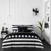 Style Sisters Bold Stripe 180 Thread Count Double Duvet Cover Set with Pillowcases Black/White