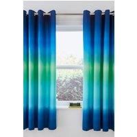 Catherine Lansfield Kids Ombre Stripe 66x72 Inch Lined Eyelet Curtains Two Panels Navy Green