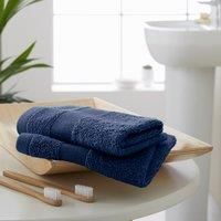 Catherine Lansfield Anti Bacterial Soft & Absorbent Cotton Face Cloth Pair Navy Blue