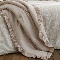 Bianca Soft Washed Frill 220cm x 230cm Bedspread Natural