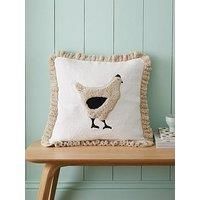 Catherine Lansfield Country Hen Applique 45x45cm Cushion Natural Cream