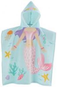 Catherine Lansfield Kids Mermaid Hooded Towel Poncho 60x120cm Aqua Blue