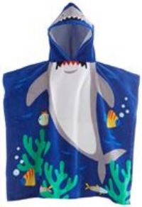 Catherine Lansfield Kids Shark Hooded Towel Poncho 60x120cm Blue