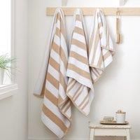 Bianca Reversible Stripe 90x140cm Cotton Jacquard Bath Sheet Natural