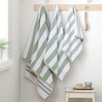 Bianca Reversible Stripe 90x140cm Cotton Jacquard Bath Sheet Sage Green