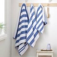 Bianca Reversible Stripe 50x85cm Cotton Jacquard Hand Towel Blue
