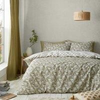 Pineapple Elephant Tangier Floral Reversible Double Duvet Cover Set with Pillowcases Olive Green