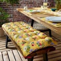 The Royal Horticultural Society Exotic Garden Filled Cushion 3 Seater Bench Yellow