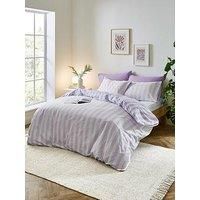 Sassy B Bedding Stripe Tease Reversible Double Duvet Cover Set with Pillowcases Lilac
