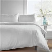 Catherine Lansfield 300 Thread Count Cotton Rich Woven Check Double Duvet Cover Set with Pillowcases Cream