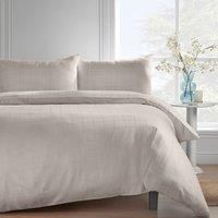 Catherine Lansfield 300 Thread Count Cotton Rich Woven Check Super King Fitted Sheet Cream