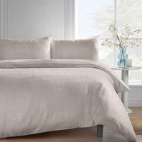 Catherine Lansfield 300 Thread Count Cotton Rich Woven Check Single Duvet Cover Set with Pillowcase Cream
