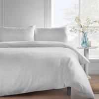 Catherine Lansfield 300 Thread Count Cotton Rich Woven Check Single Duvet Cover Set with Pillowcase White