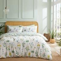 RHS Botanical Cottage Garden 100% Cotton 200TC Duvet Cover Bedding Set White