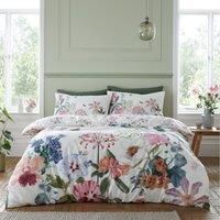 RHS Exotic Garden 100% Cotton 200TC Reversible Duvet Cover Bedding Set White