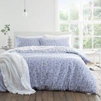 Bianca Shadow Leaves 200 Thread Count Cotton Single Duvet Cover Set with Pillowcase French Blue