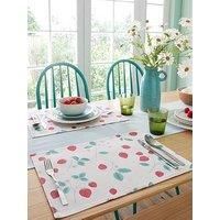 Catherine Lansfield Dining Strawberry Garden 30x46cm Placemat Pack of 4 Cream/Red