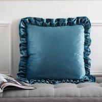 Catherine Lansfield So Soft Velvet Double Frill 45x45cm Cushion Teal Green