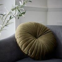 Catherine Lansfield Round Cushion Soft Touch 40x40cm Cushion Olive Green