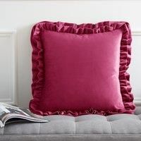 Catherine Lansfield So Soft Velvet Double Frill 43x43cm Cushion Hot Pink