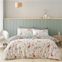 Catherine Lansfield Enchanted Twilight Animals Reversible Single Duvet Cover Set with Pillowcase Natural