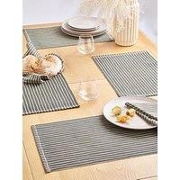 Very Home Set Of 4 Charcoal Striped Placemats