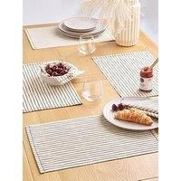 Very Home Set Of 4 Natural Striped Placemats