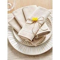 Very Home Set Of 4 Stone Linen Napkins