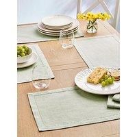 Very Home Set Of 4 Sage Linen Placemats