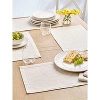Very Home Set Of 4 Stone Linen Placemats