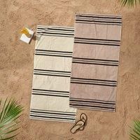 'Banded Stripe' Cotton Beach Towel Pair
