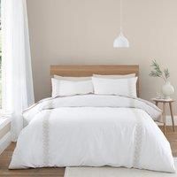 Bianca Embroidery Leaf 100% Cotton Duvet Cover Bedding Set Natural