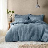 Pineapple Elephant Tamba Jersey Stripe Quilted Single Duvet Cover Set with Pillowcase Chambray Blue