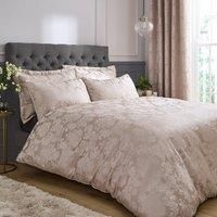 Catherine Lansfield Damask Jacquard Duvet Cover Set with Pillowcases Gold King Duvet Cover + 2 Standard Pillowcases