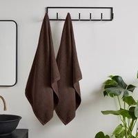 Catherine Lansfield Quick Dry Cotton 90x140 cm Bath Sheet Pair Chocolate